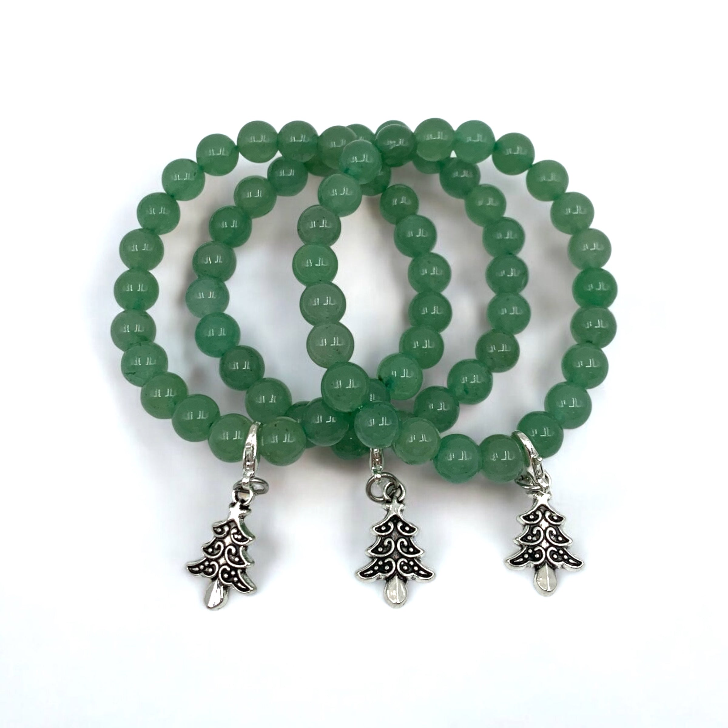 Bracelet - Aventurine Green with Tree Charm