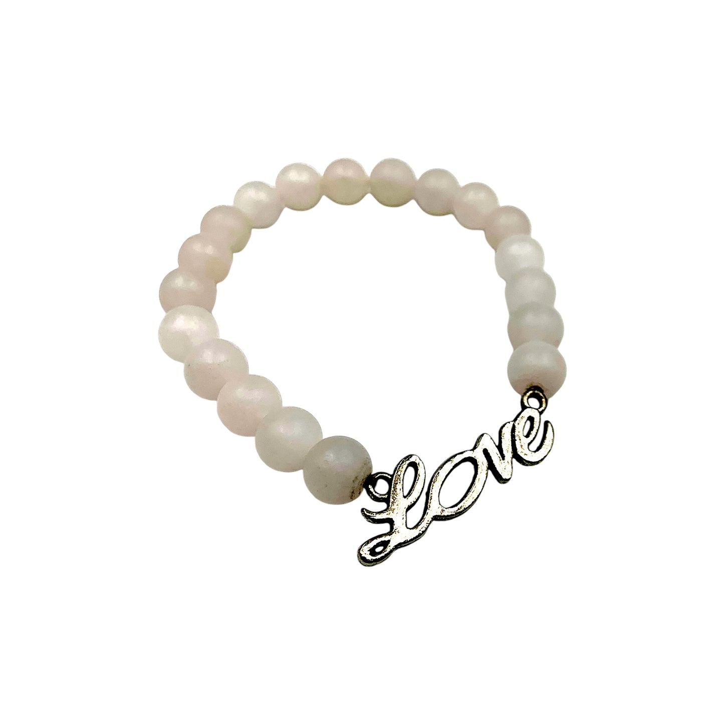 Bracelet - Rose Quartz Matte with Love Charm