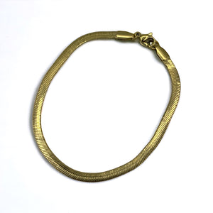 Bracelet - Gold Coloured Flat Snake Chain