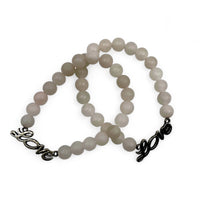 Bracelet - Rose Quartz Matte with Love Charm