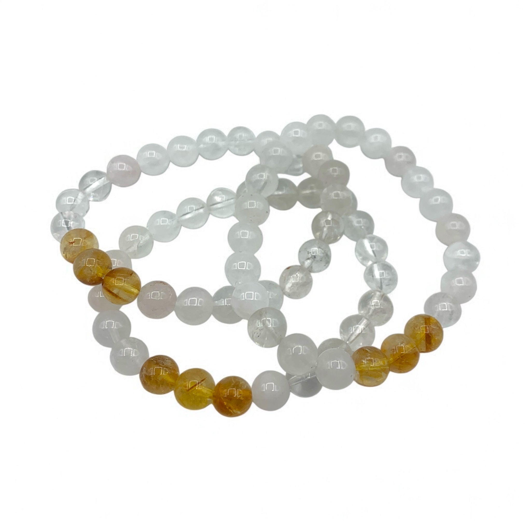 Bracelet - Citrine and Clear Quartz 8mm