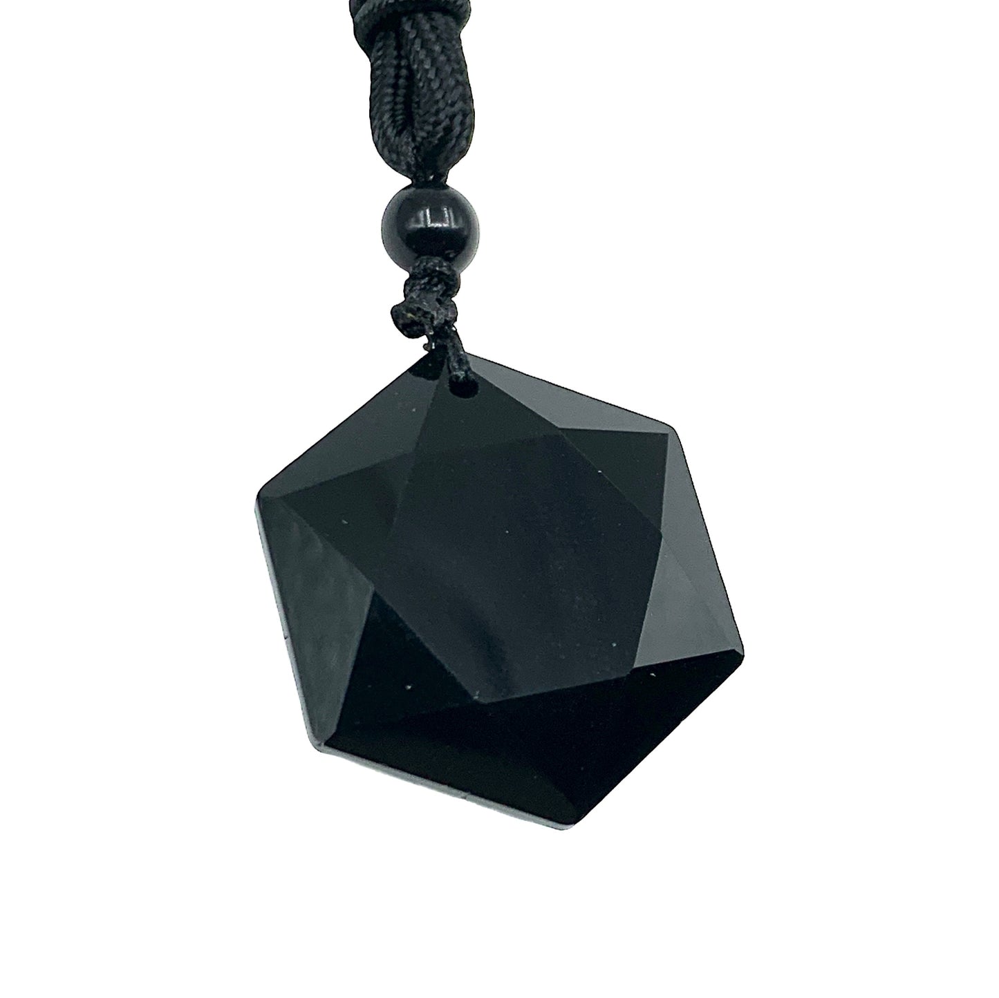 Necklace - Black Obsidian Hexagon $30