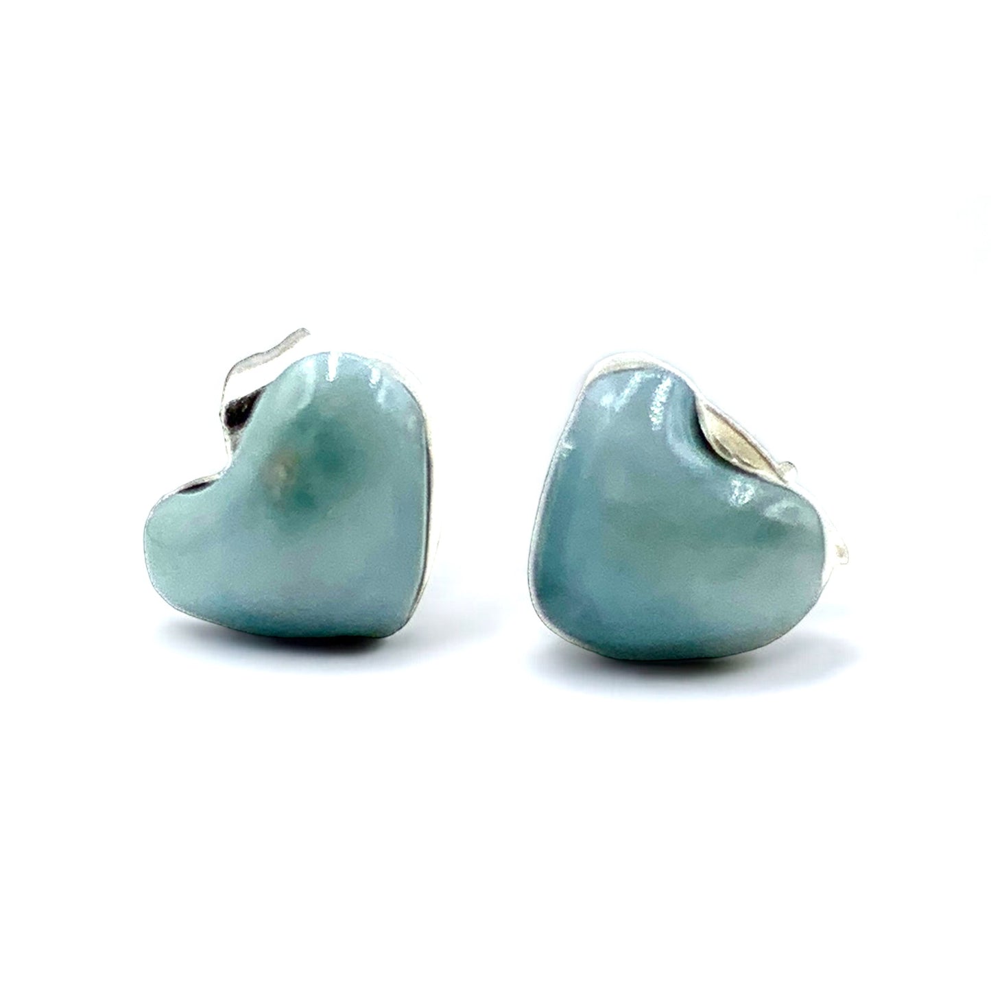 Earrings Stud - Larimar Heart $40