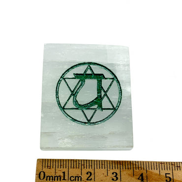 Heart Chakra Engraved Selenite Bar $12