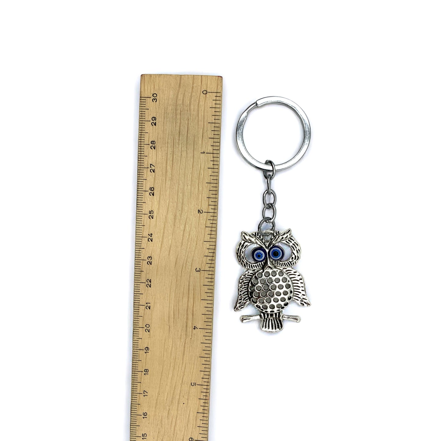 Keychain  - Blue Evil Eye Owl Charm