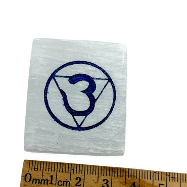 Third Eye Chakra Engraved Selenite Bar $12