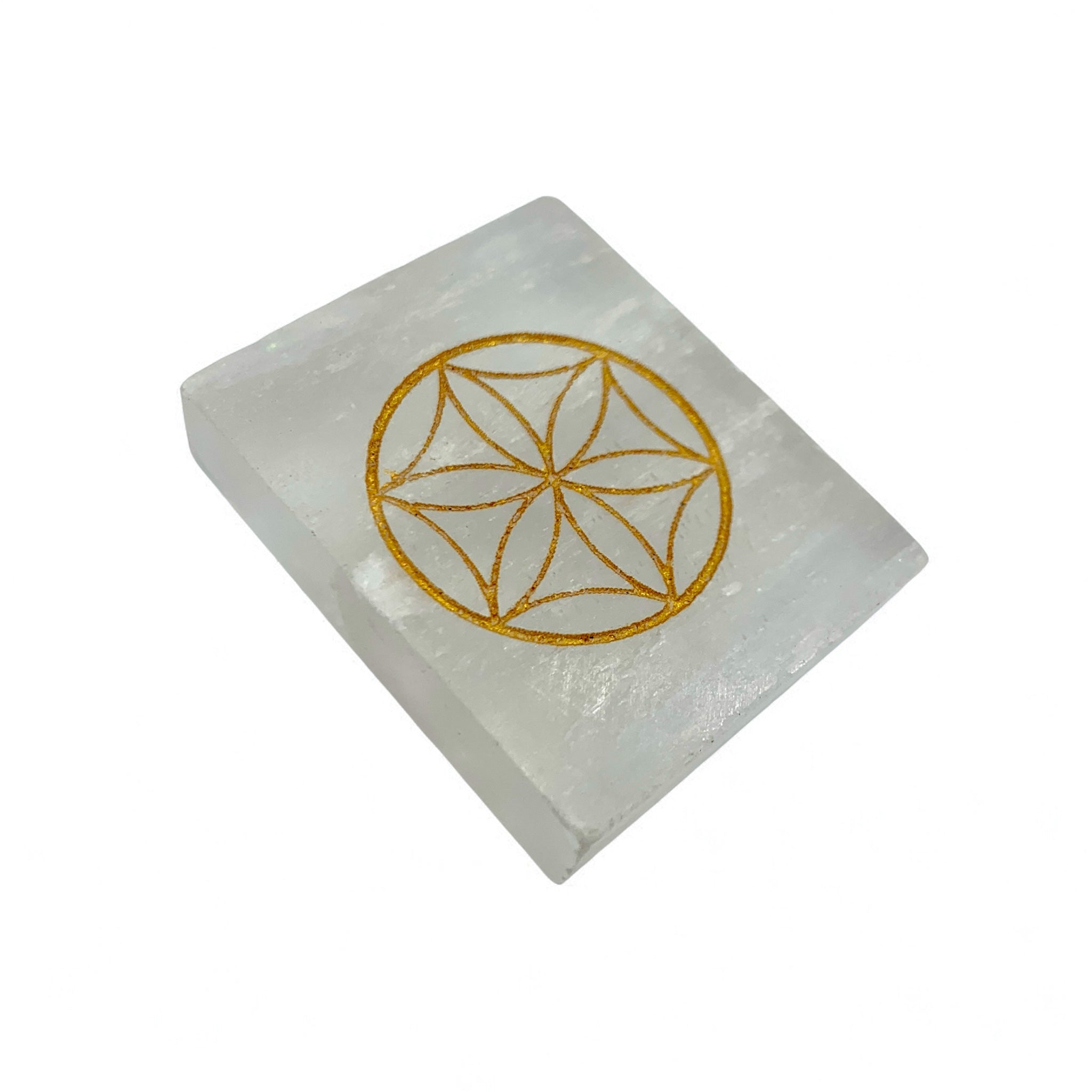Flower of Life Engraved Selenite Bar $12