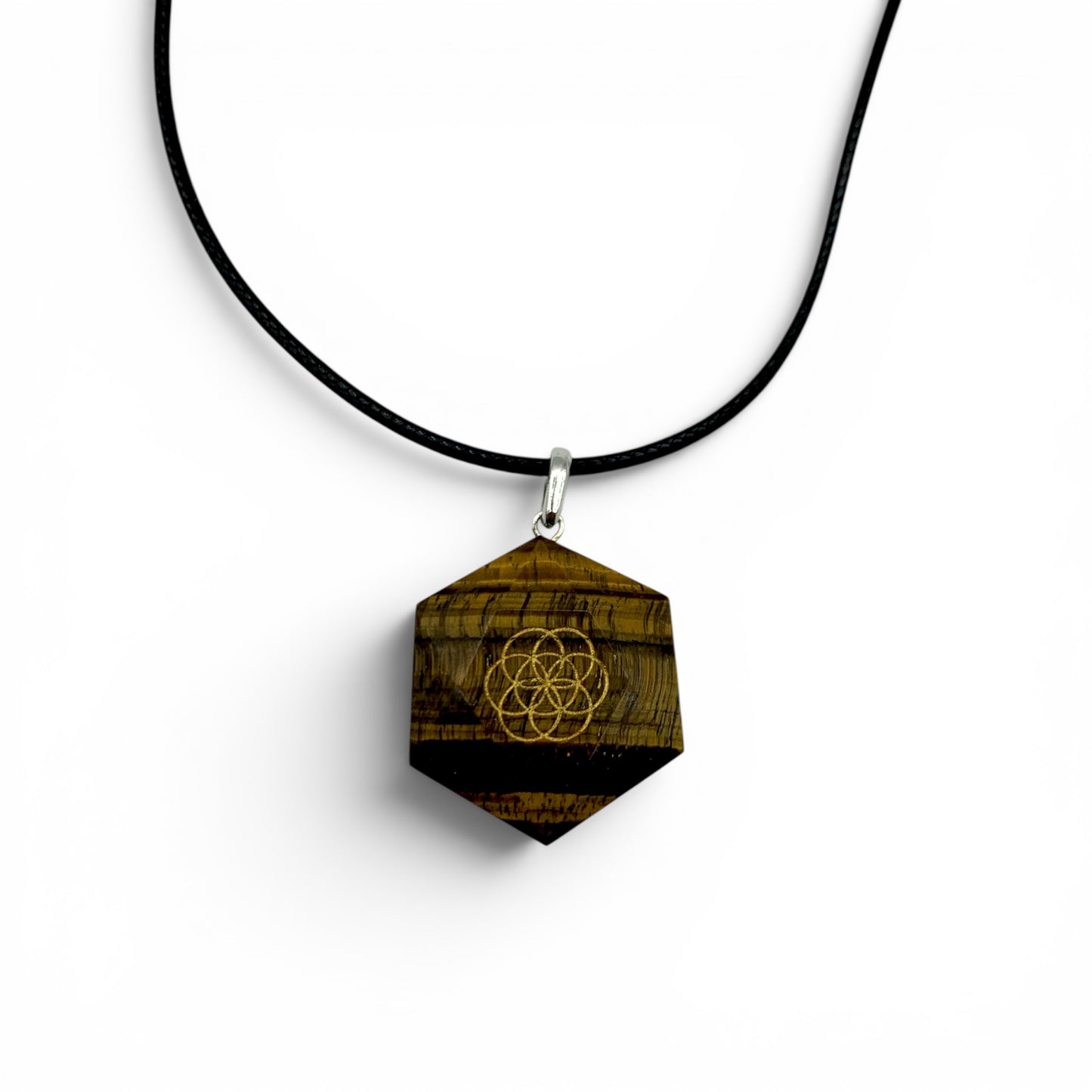 Necklace - Tiger's Eye Flower of Life $35