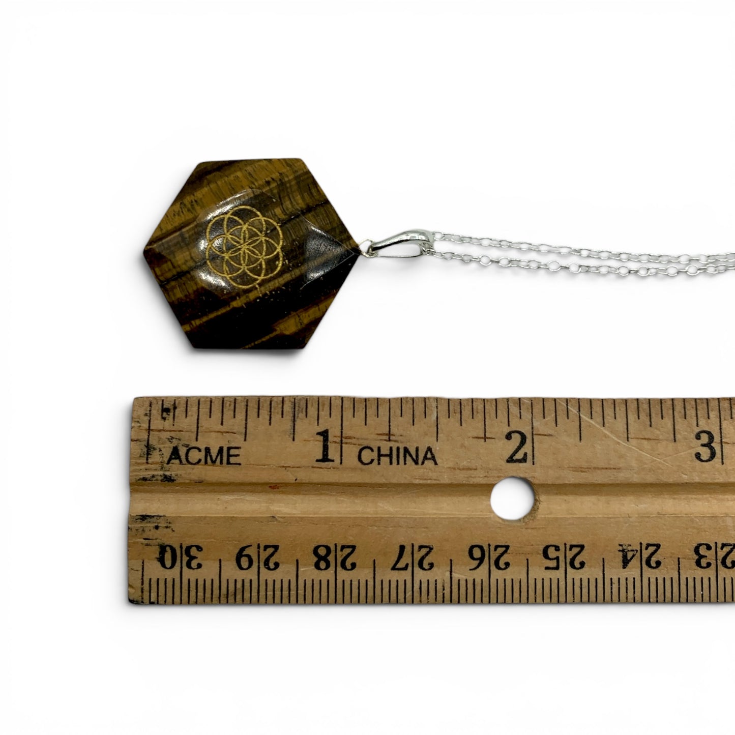 Necklace - Tiger's Eye Flower of Life $35