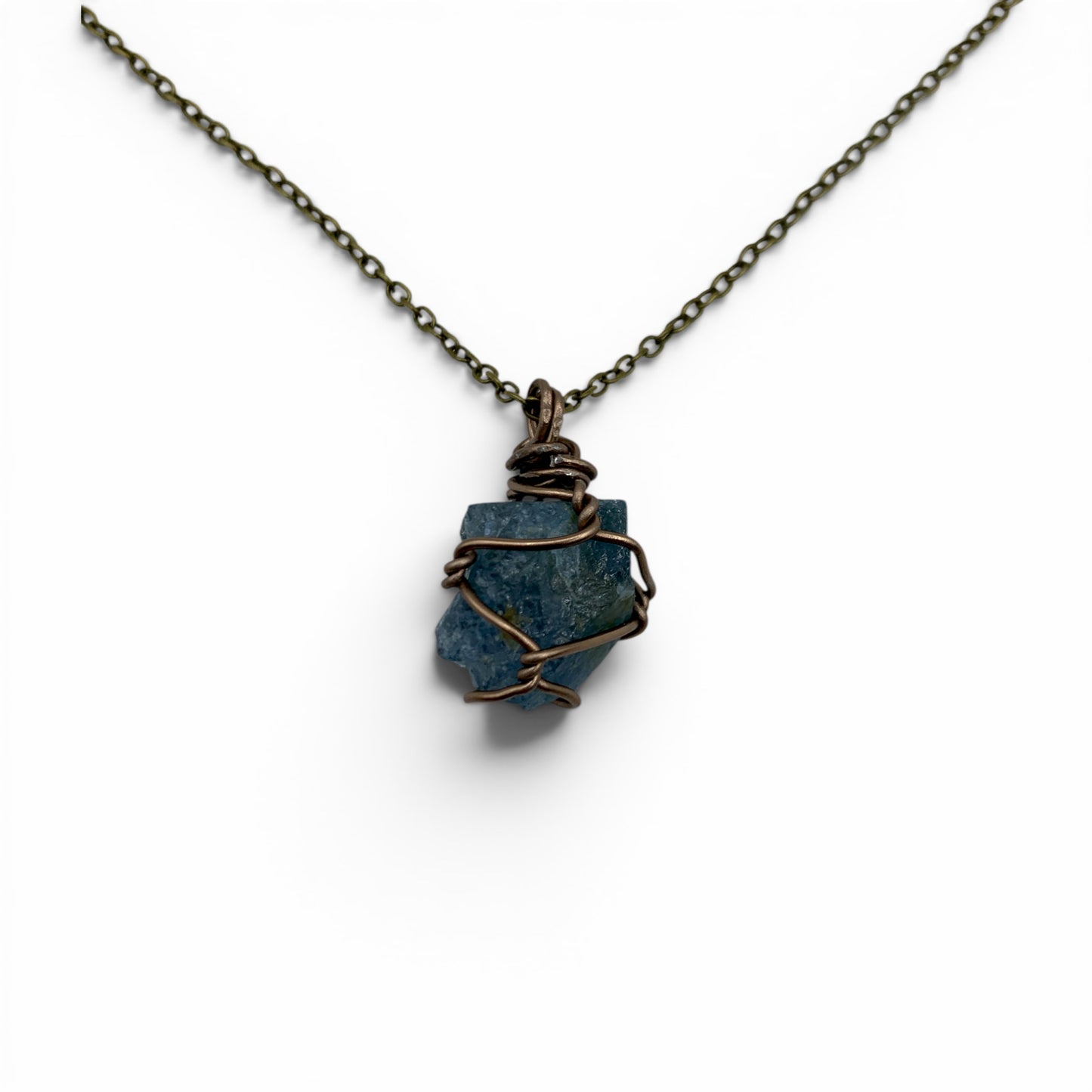 Necklace - Aquamarine Antique Copper Wire Wrapped $30