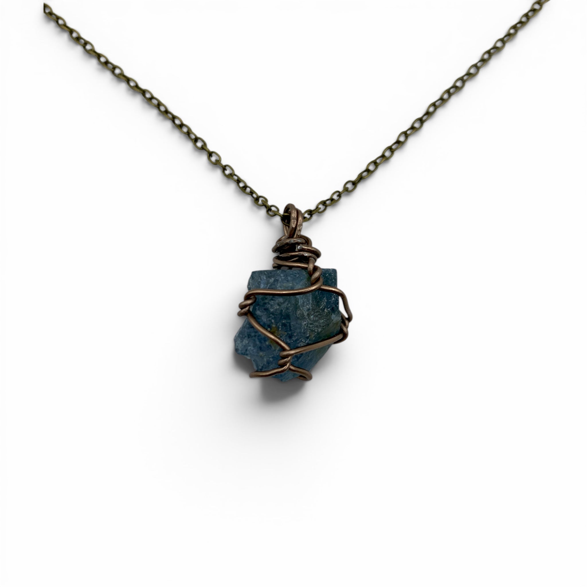 Necklace - Aquamarine Antique Copper Wire Wrapped $30