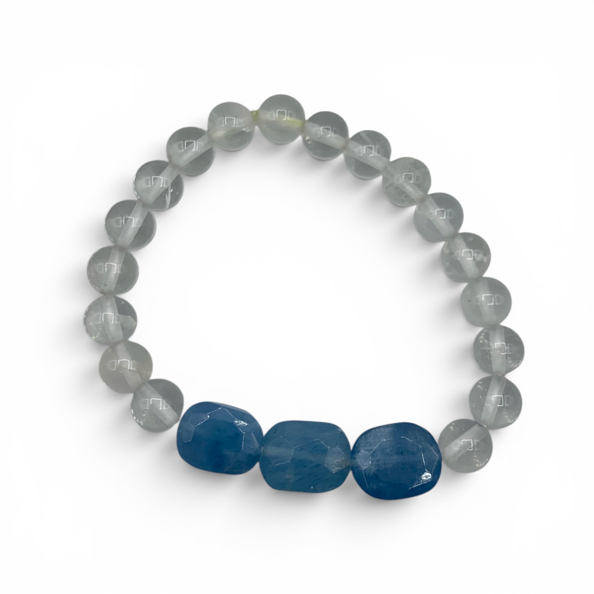 Bracelet - Aquamarine Faceted and Clear Quartz $50