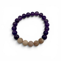 Bracelet - Amethyst & Earthy Moonstone 8mm $40