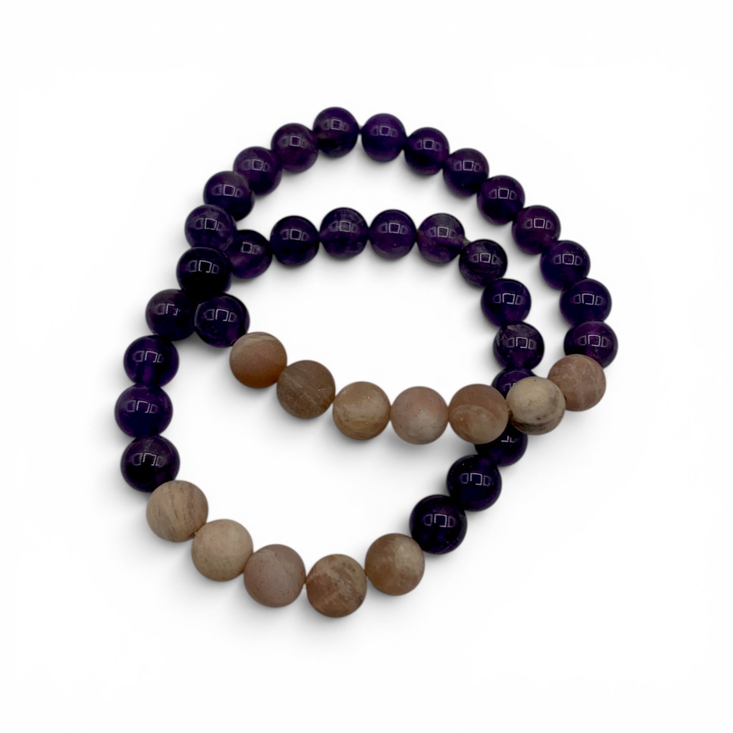 Bracelet - Amethyst & Earthy Moonstone 8mm $40