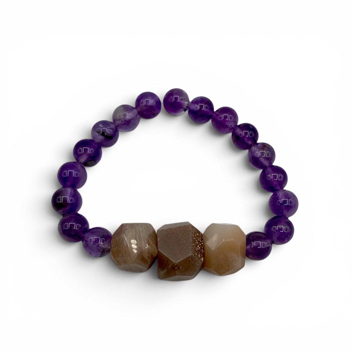 Bracelet - Amethyst & Earthy Moonstone $40
