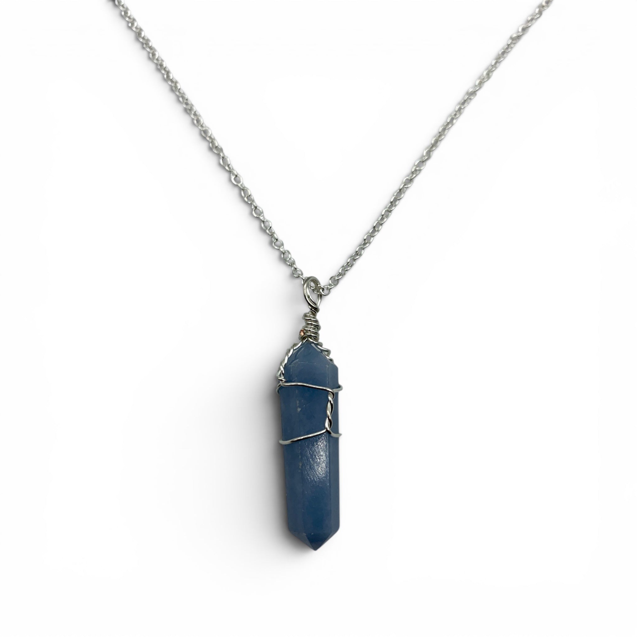 Necklace - Angelite Wire Wrapped Point $25
