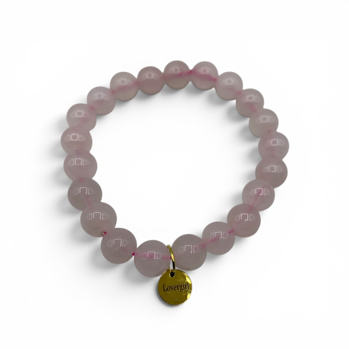 Bracelet - Rose Quartz 8mm Lover Girl Charm