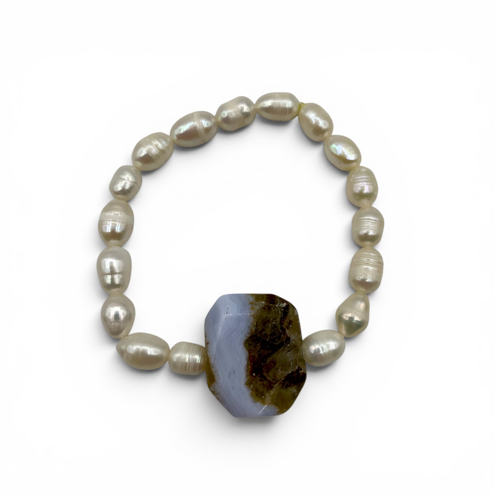 Bracelet - Pearl and Blue Lace Agate