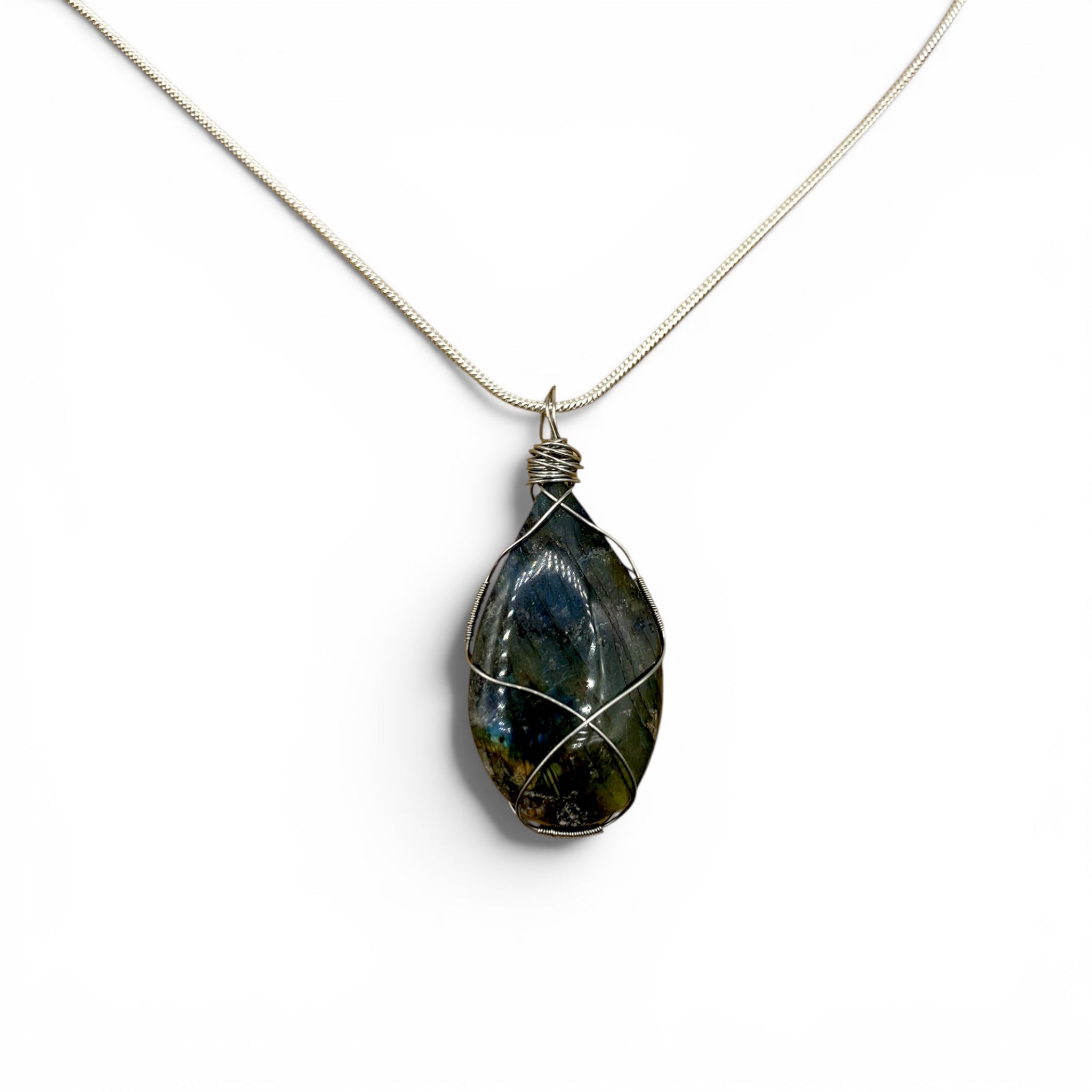 Necklace - Labradorite Teardrop Wire Wrapped $60