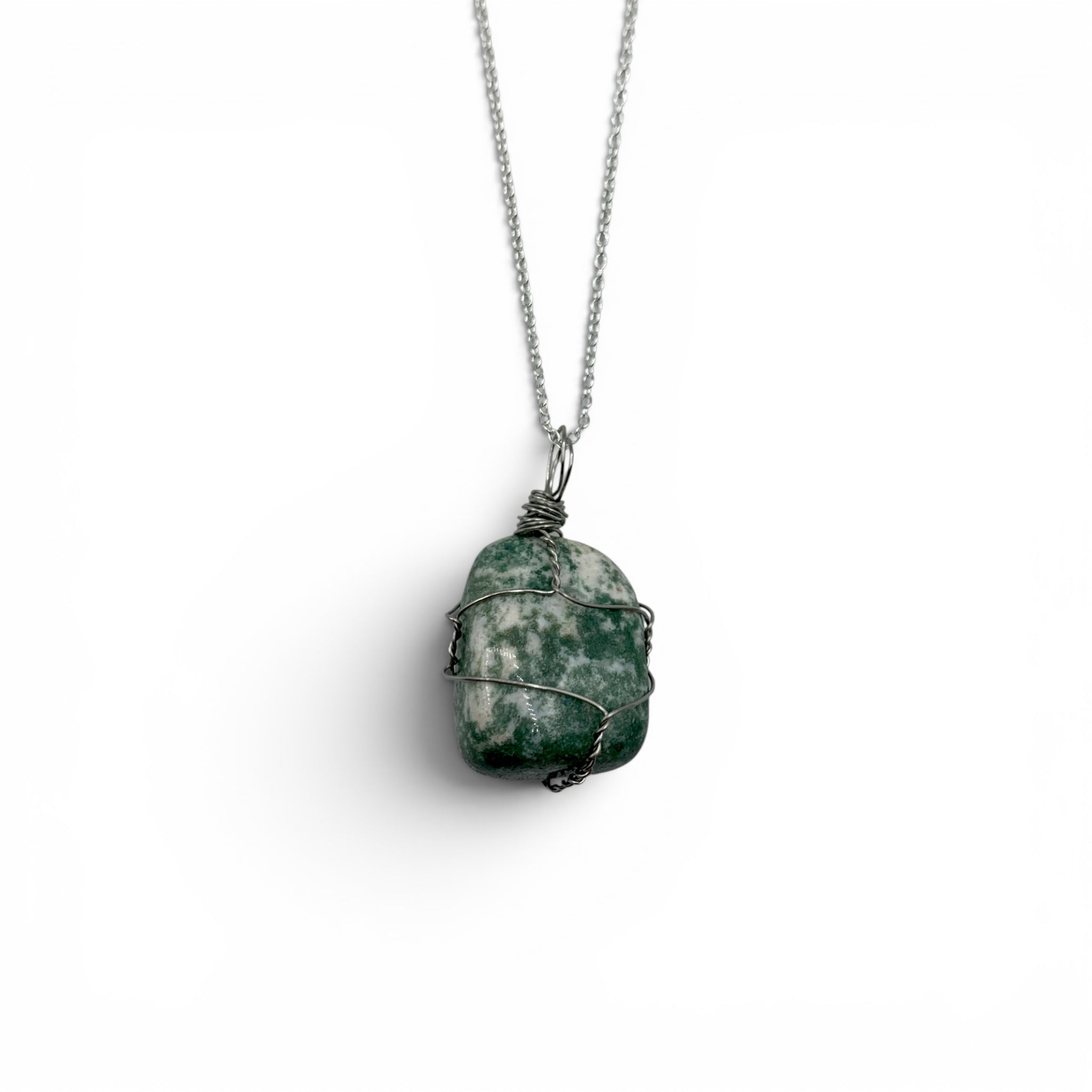 Necklace - Tree Agate Tumble Wire Wrapped $25