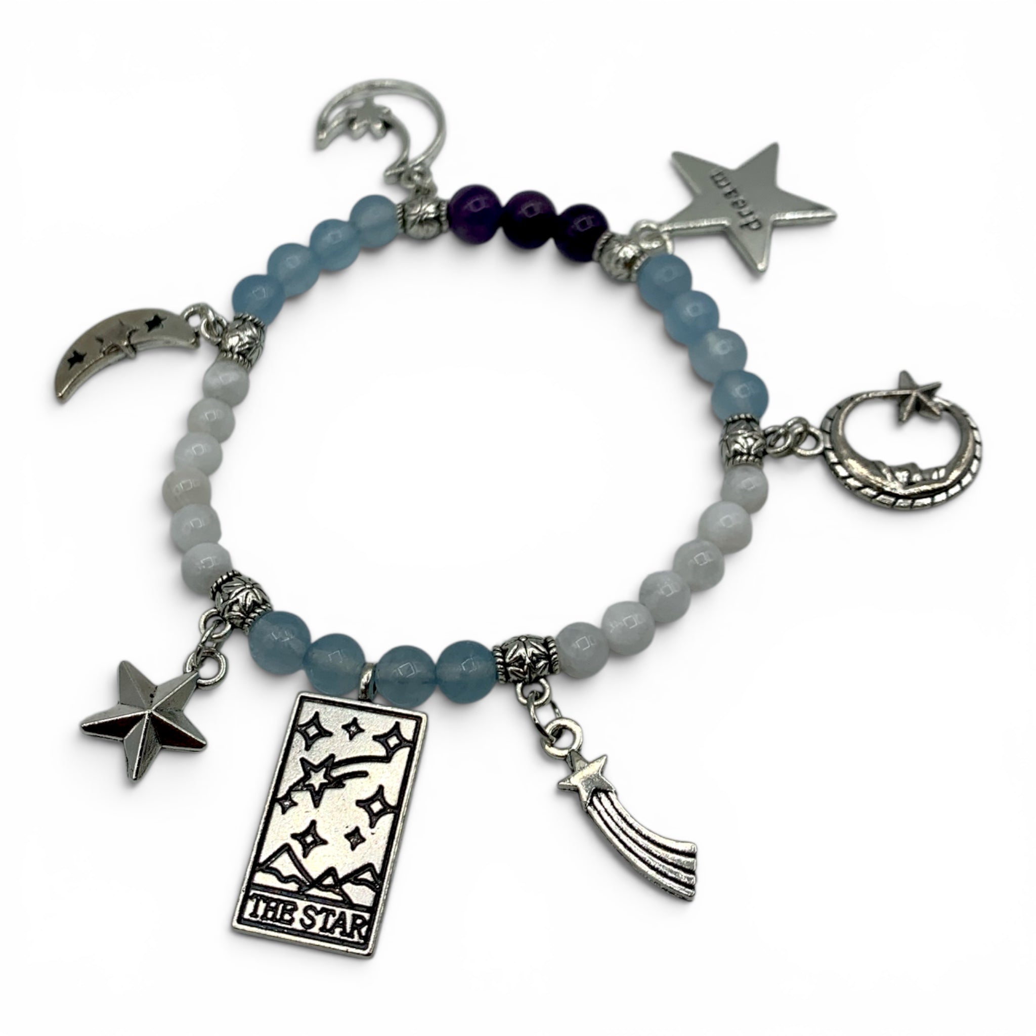Bracelet - Rainbow Moonstone, Amethyst, Aquamarine "The Star"