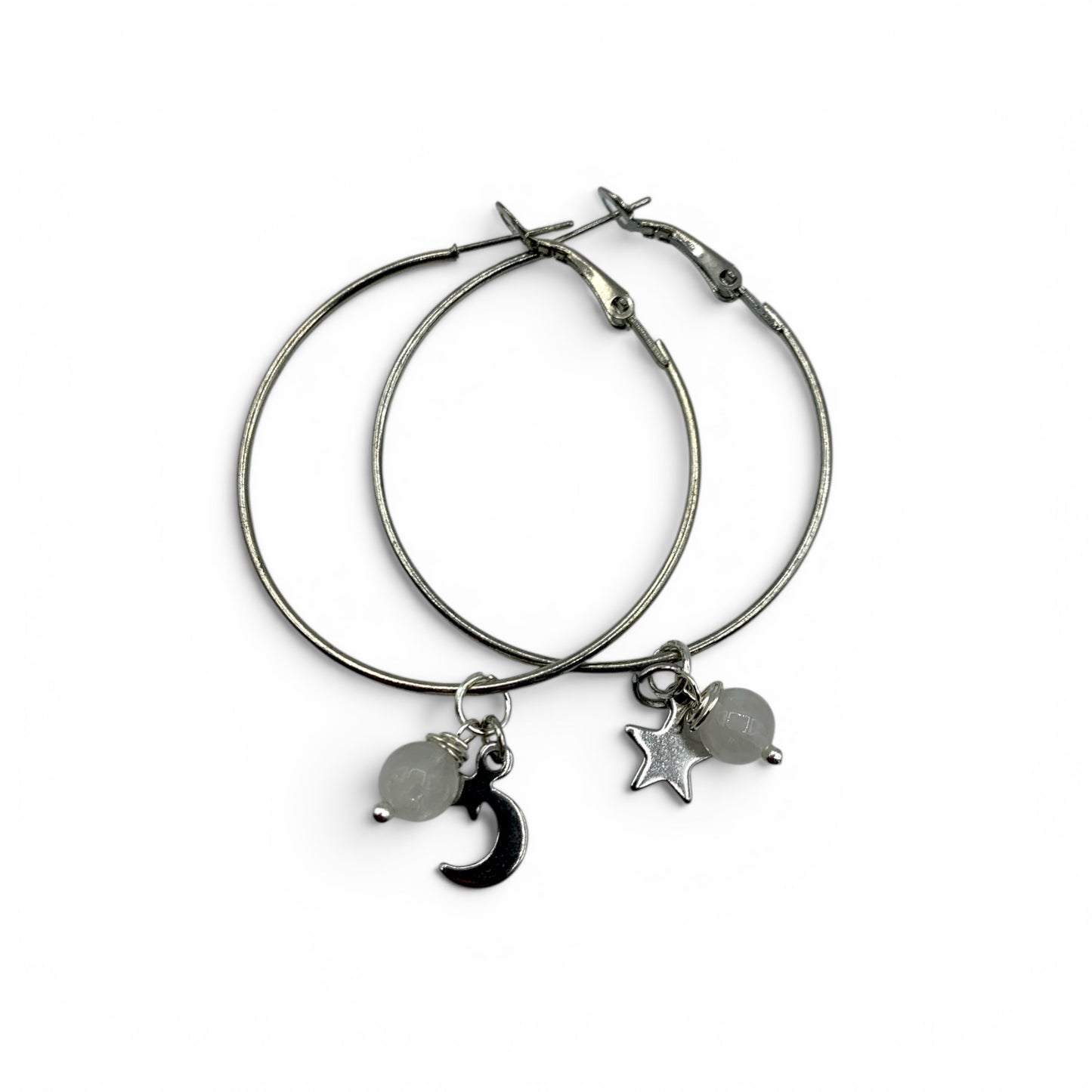 Earrings - Rainbow Moonstone Hoops
