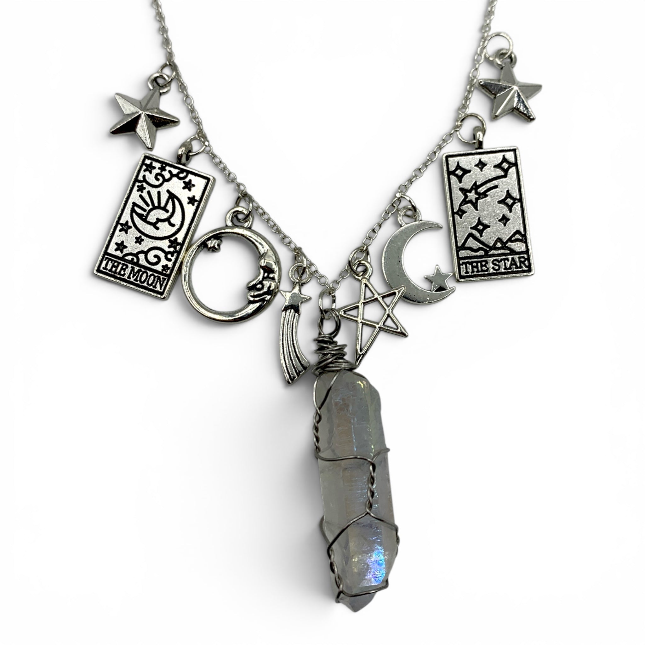 Necklace - Angel Aura Quartz Celestial Charms $80