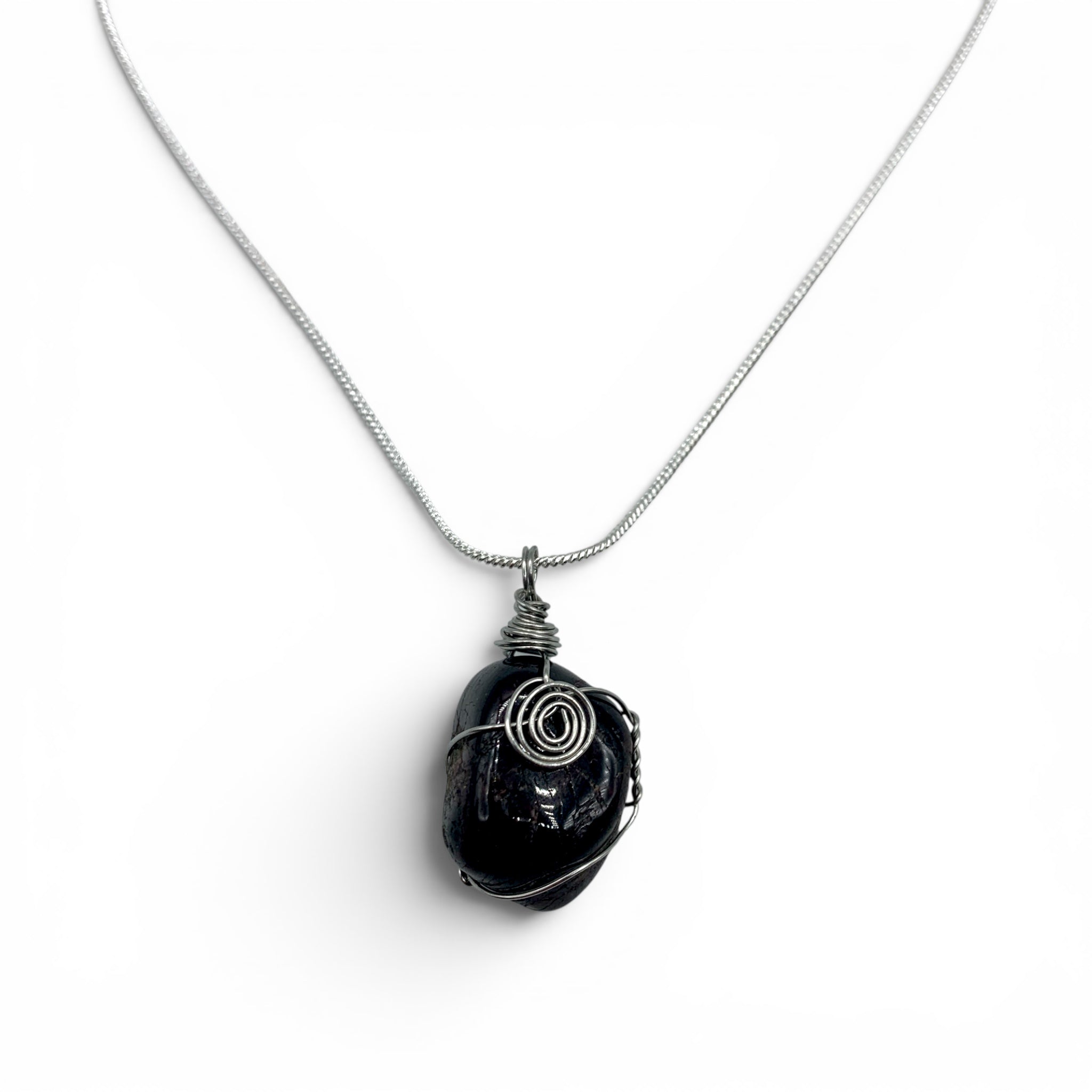 Necklace - Garnet Tumble Spiral Wrapped $35