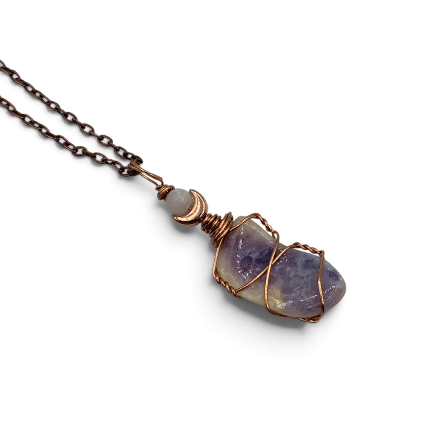 Necklace - Violet Flame Opal with Moonstone and Charm $35