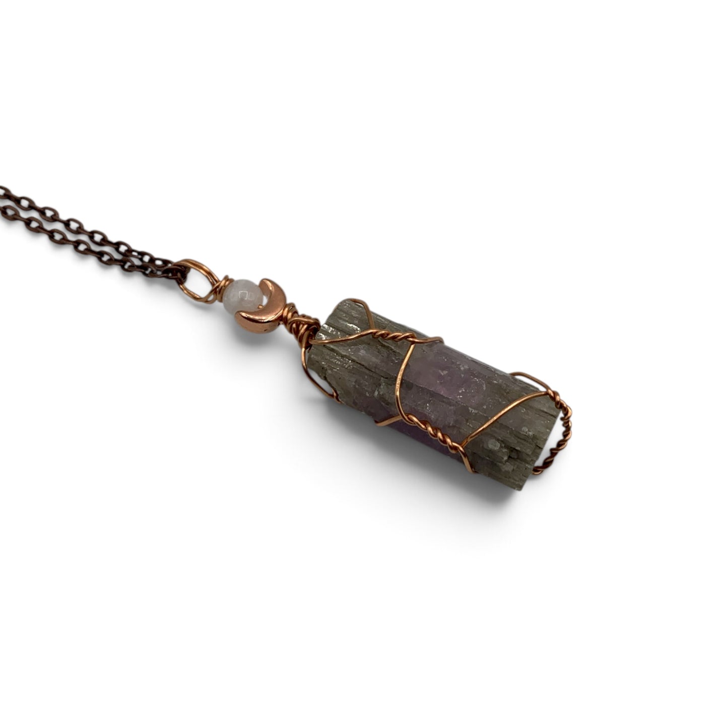 Necklace - Aragonite Purple Hive with Moonstone and Charm $40