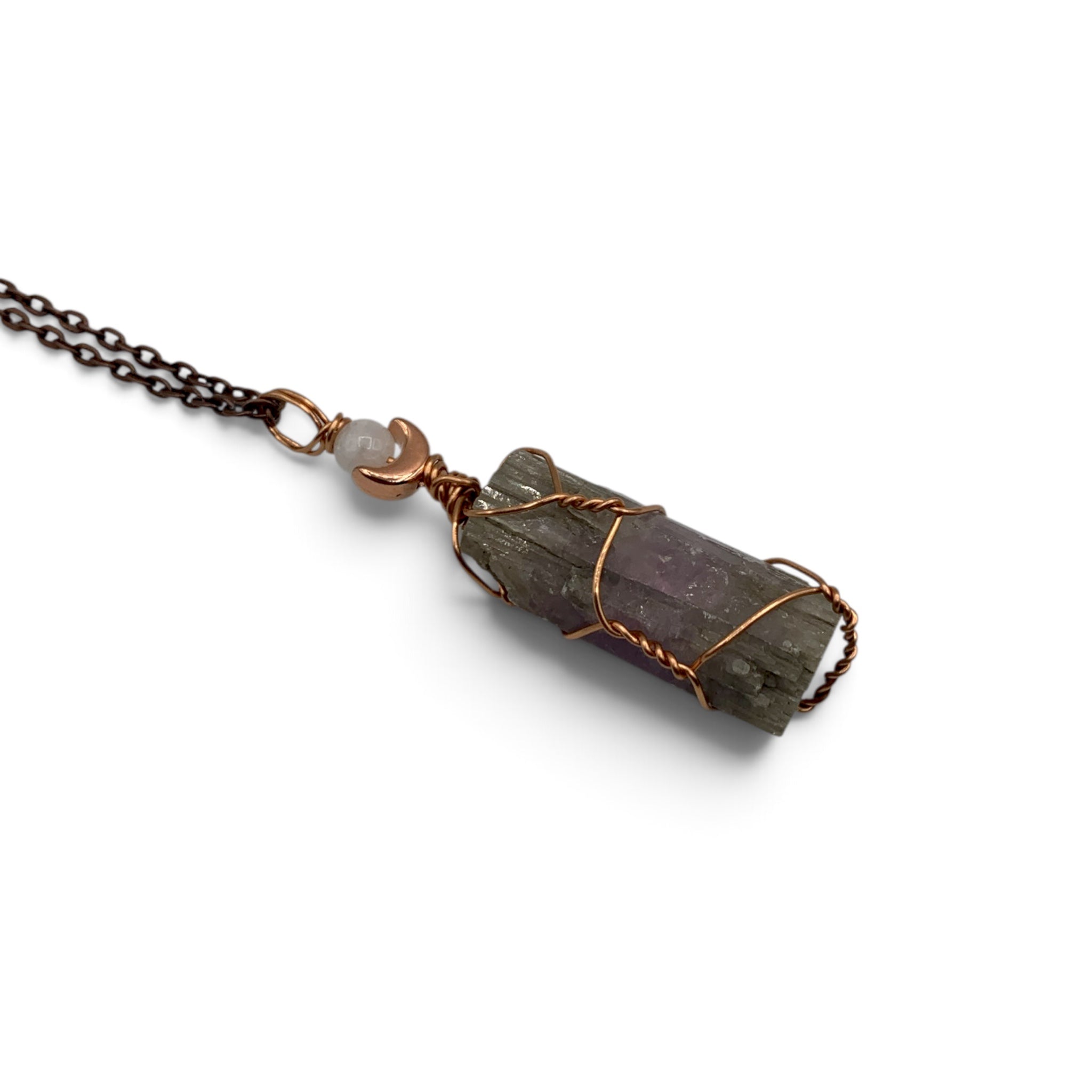 Necklace - Aragonite Purple Hive with Moonstone and Charm $40