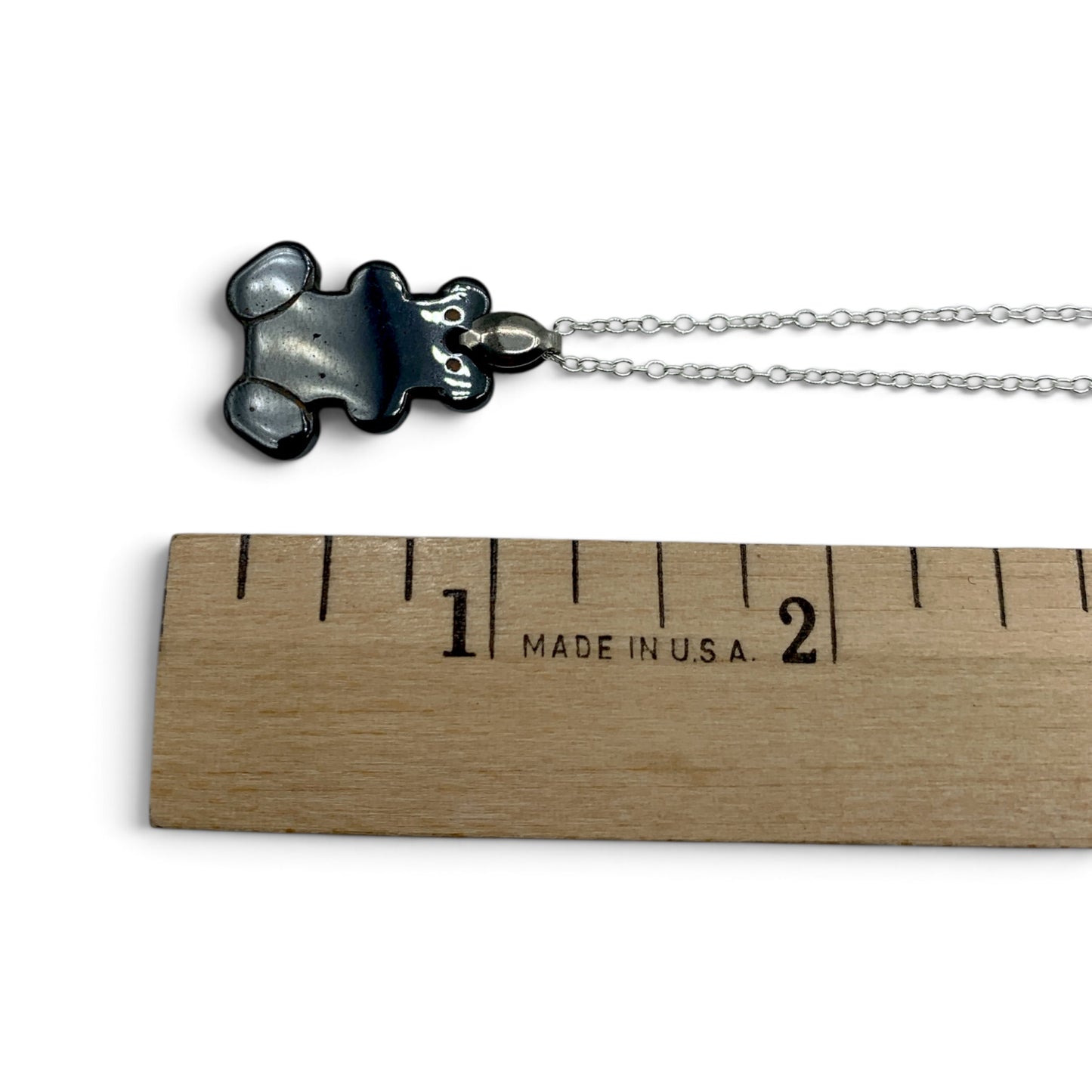 Necklace - Hematite Teddy Bear $25