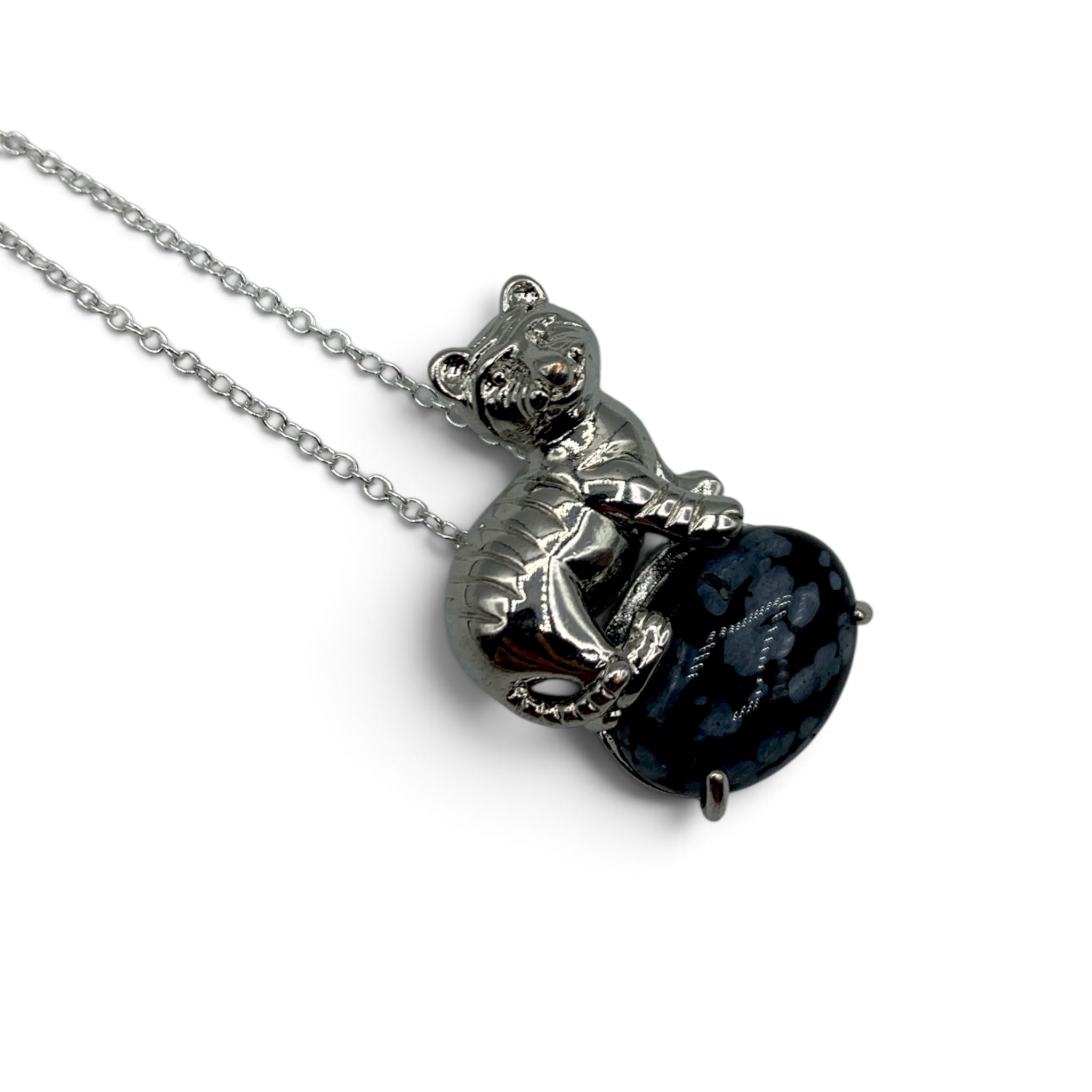 Necklace - Obsidian Snowflake Tiger $35