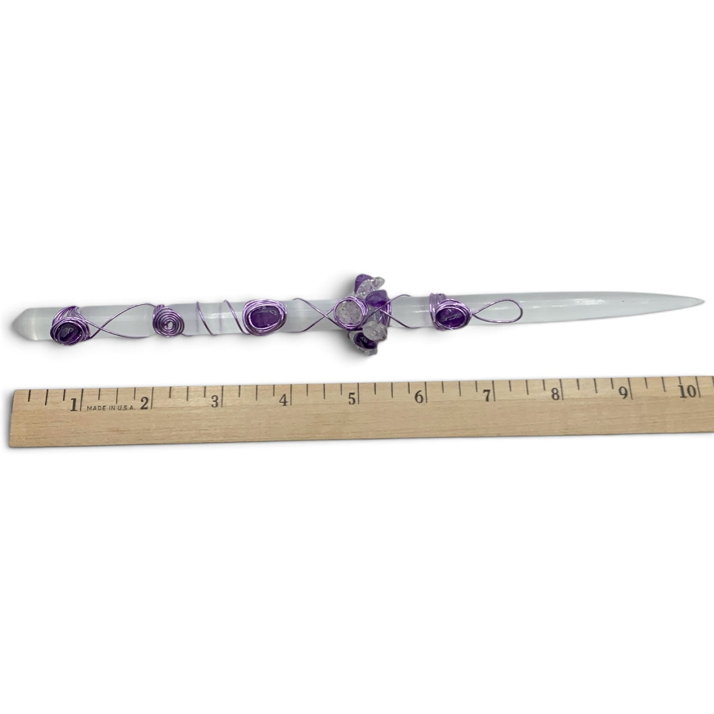 Fairy Wand - Selenite & Amethyst $100