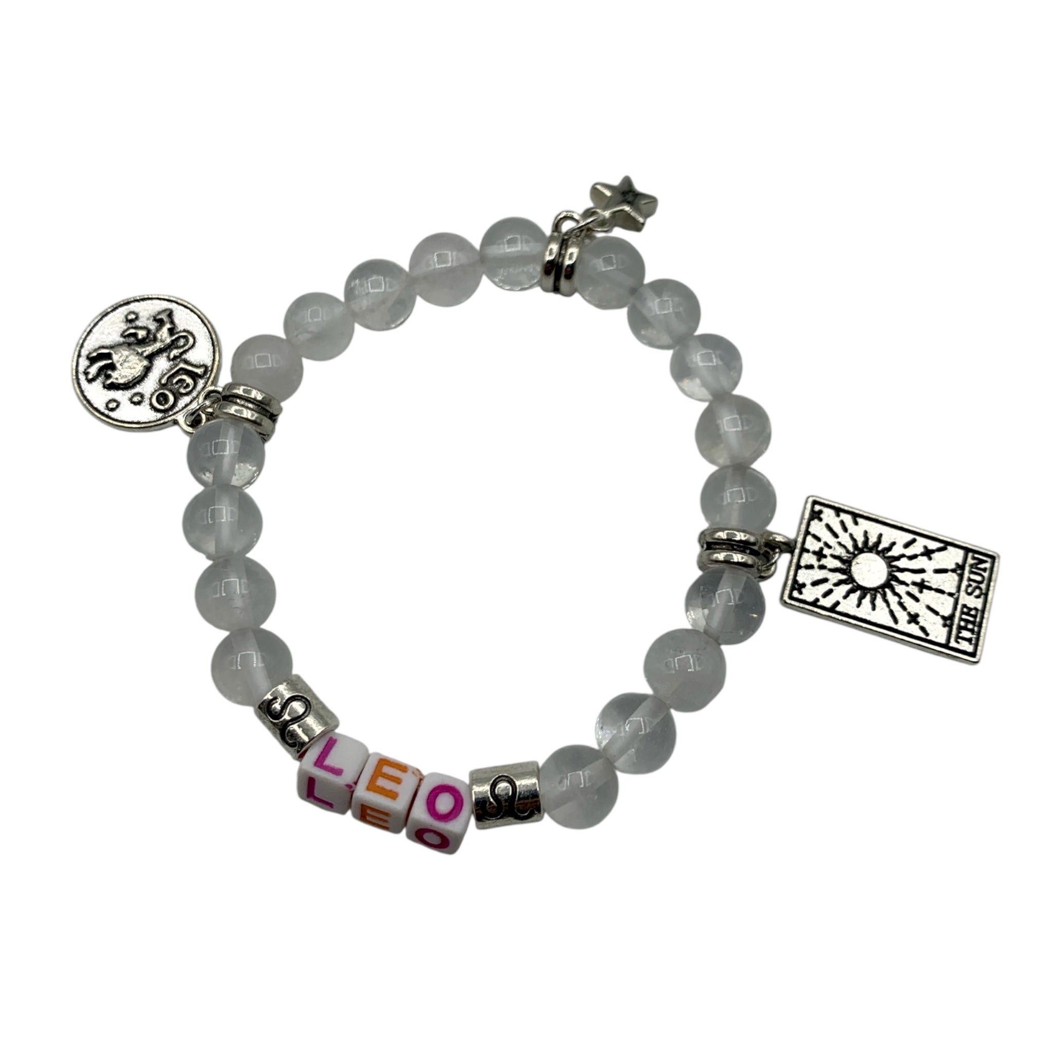 Bracelet - Clear Quartz & Leo Charms
