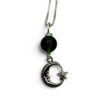 Necklace - Moldavite - Green Wire & Celestial Charm