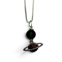 Necklace - Moldavite - Green Wire & Celestial Charm