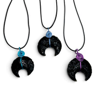 Necklace - Obsidian Raw Moon Coloured Wire $25