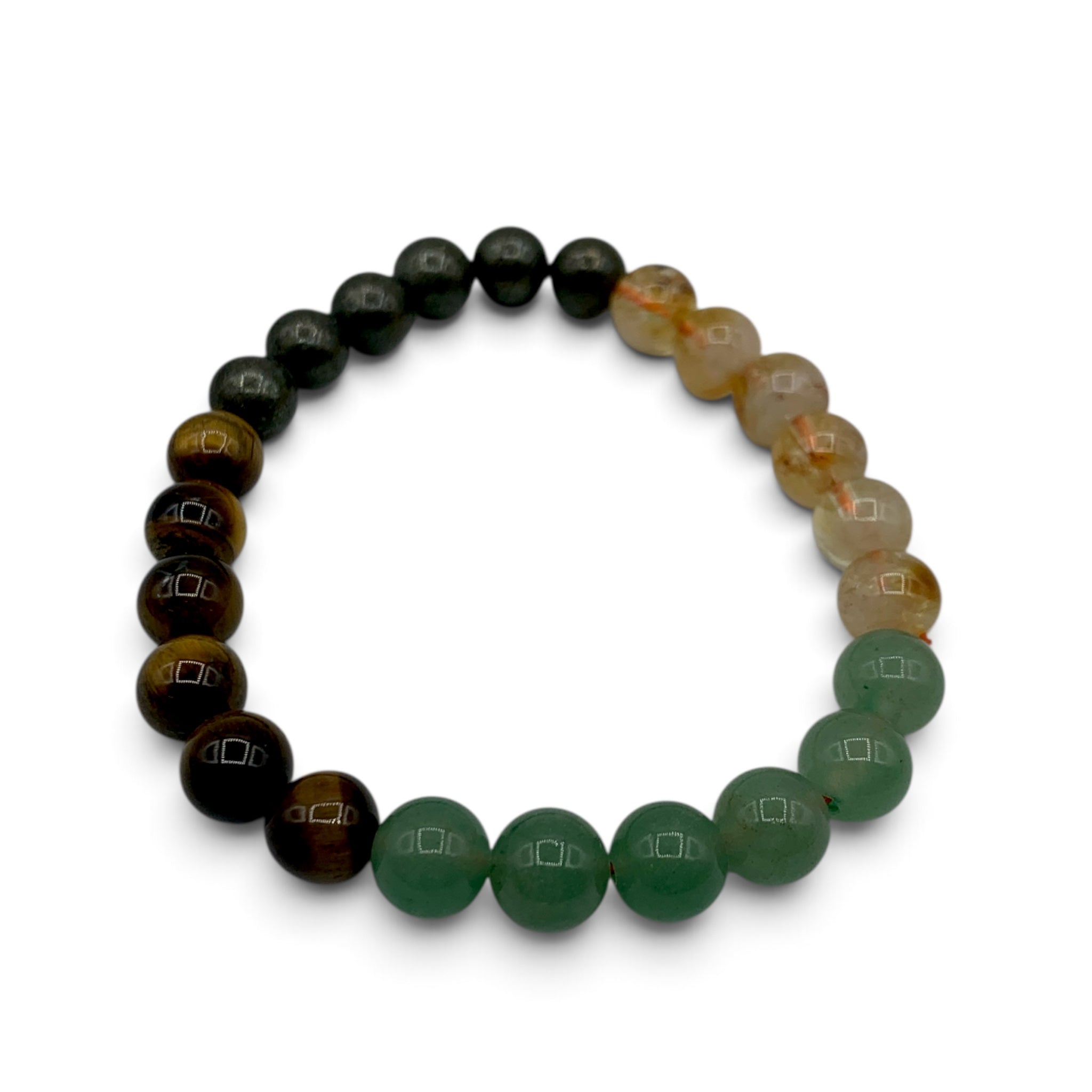 Bracelet - Citrine, Pyrite, Tiger Eye & Green Aventurine 8 mm