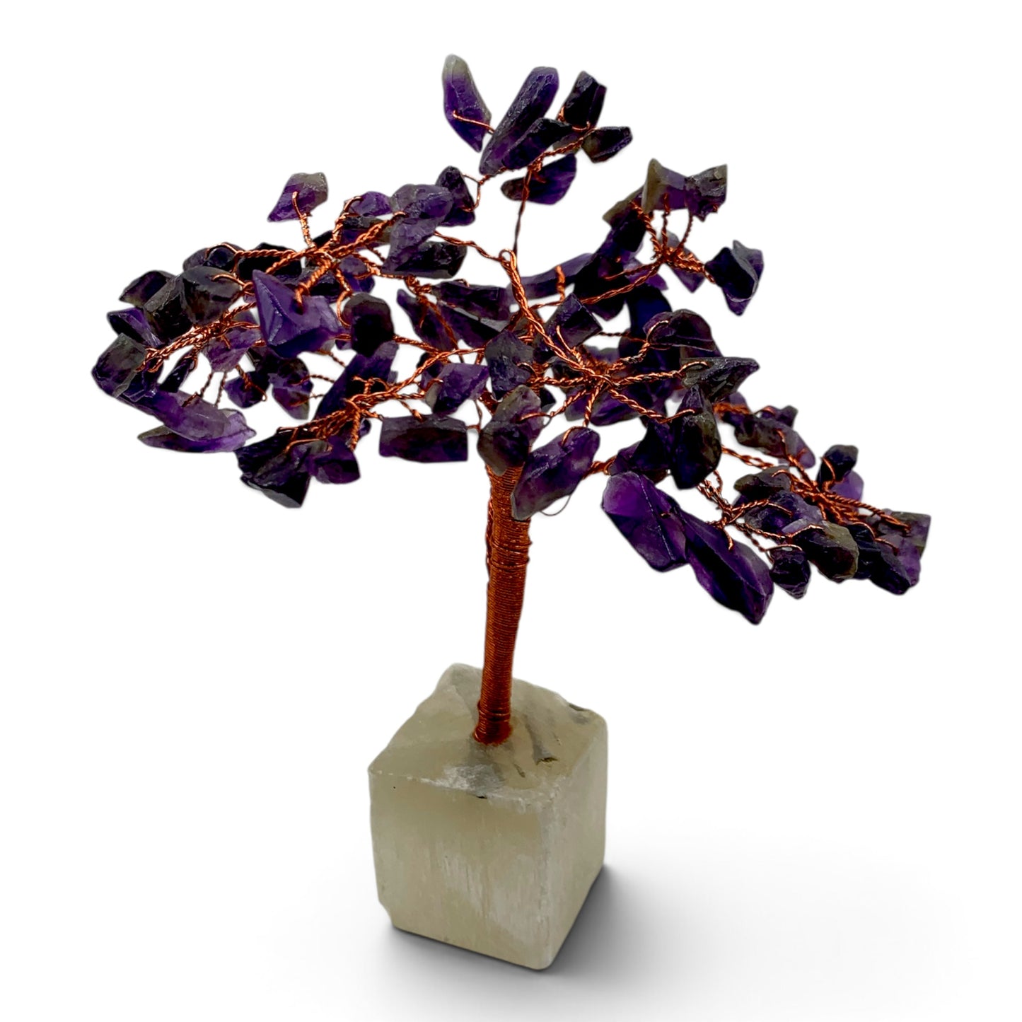 Gemstone Tree - Amethyst with Selenite Base $45