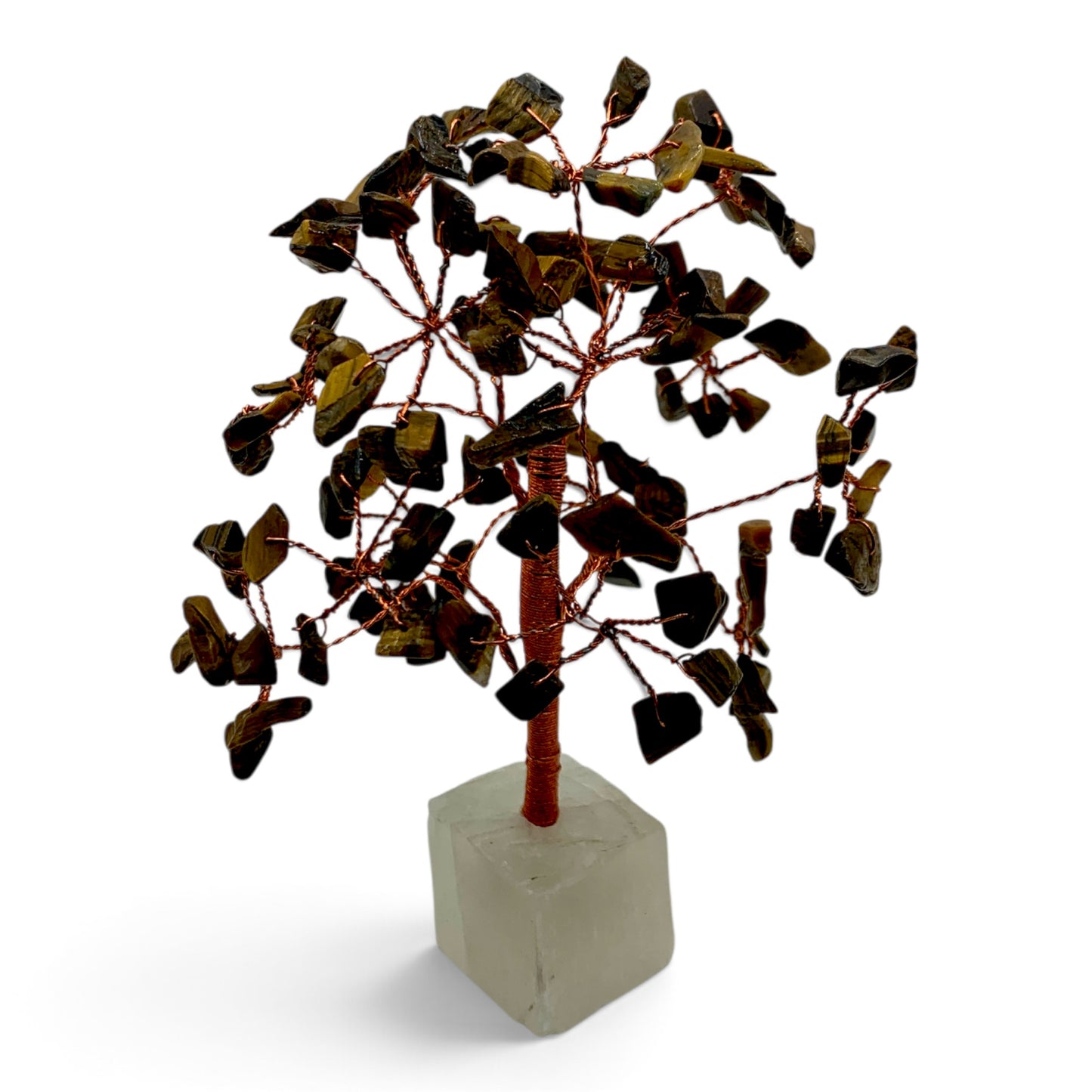 Gemstone Tree - Tiger's Eye with Selenite Base $45