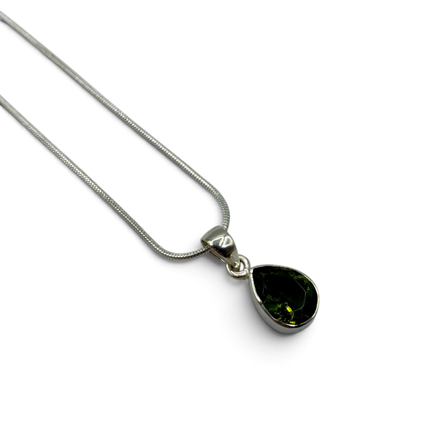 Necklace - Moldavite Faceted Teardrop $250