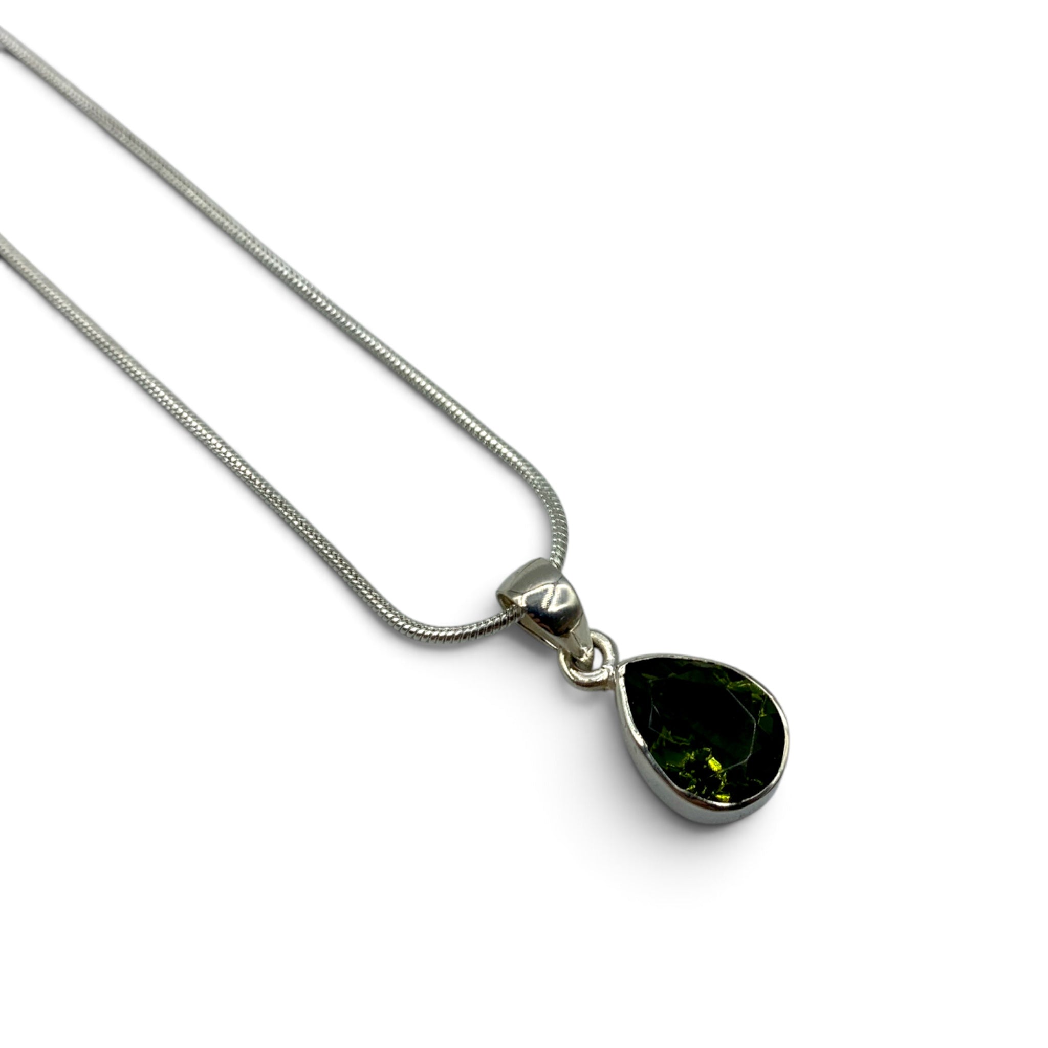 Necklace - Moldavite Faceted Teardrop $250