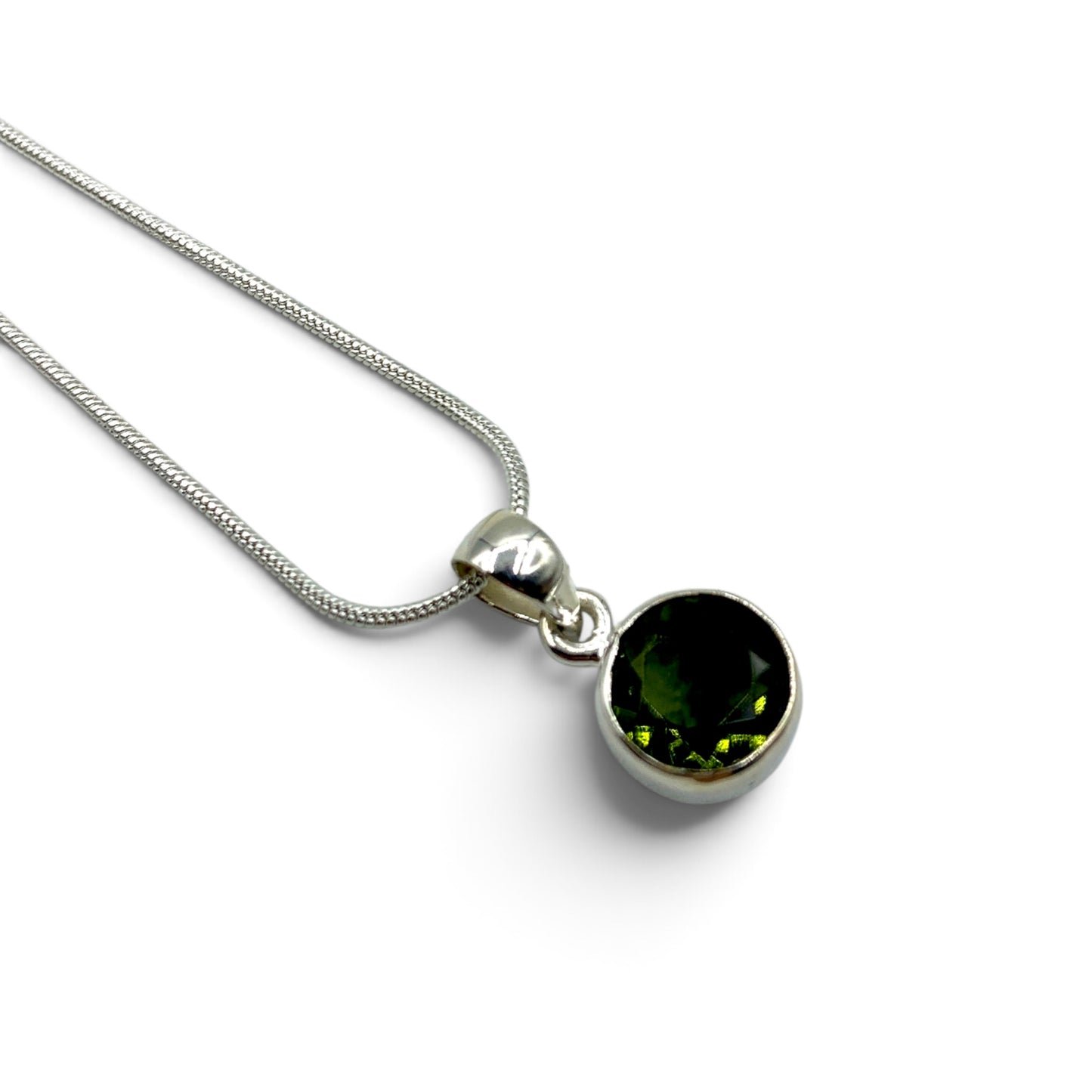 Necklace - Moldavite Faceted Circle $250