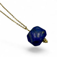 Necklace - Lapis Lazuli Flat Hexagonal (Gold Coloured) $30