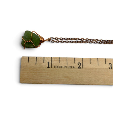 Necklace - Peridot Tumble (Copper Coloured Wire) $40