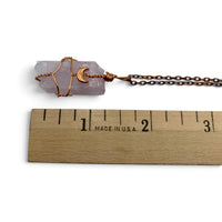 Necklace - Kunzite Moon Charm (Copper Coloured Wire) $55
