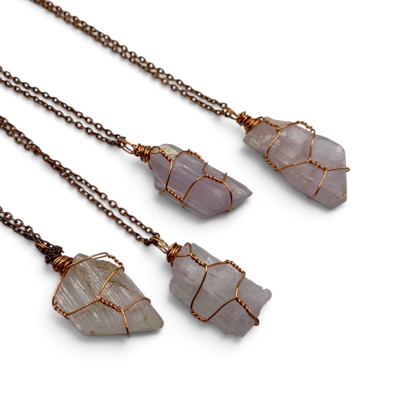 Necklace - Kunzite "Everlove" (Copper Coloured Wire) $50