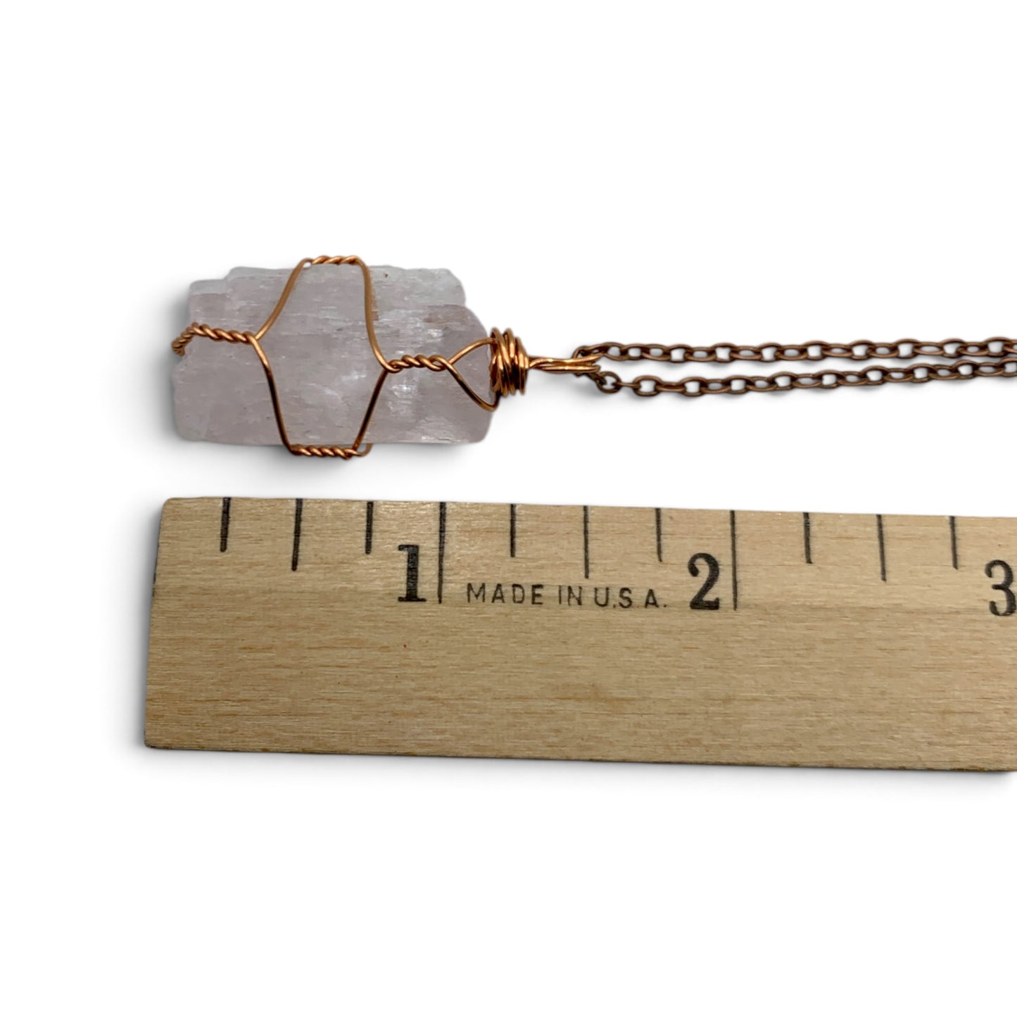 Necklace - Kunzite "Everlove" (Copper Coloured Wire) $50
