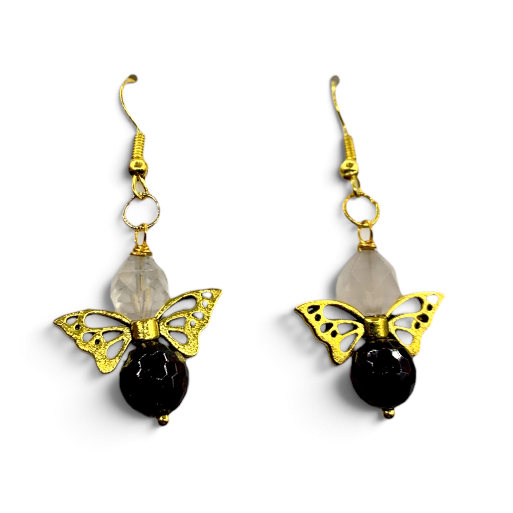 Earrings - Garnet & Rose Quartz Angel $30